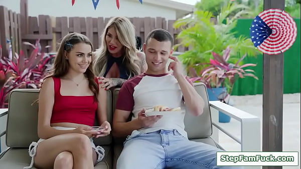 Stepsister sucks stepbros cock outdoor