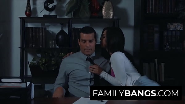 FamilyBangs.com ⭐ Teen Seduces her Father in his Home Office, Gina Valentina, Ramon Nomar