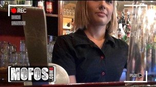 MOFOS – Kinky Blonde Barmaid Rihanna Samuel Sucks A Customer's Dick Behind The Bar