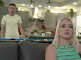 Petite blonde teen, Juliette Mint,discovers her friend’s brother has a BIG dick and now she wants it!