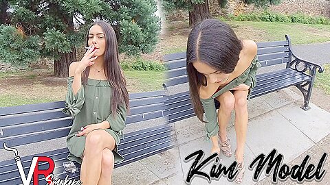Kim Model And Hot Pornstar In Park Bench; Softcore With